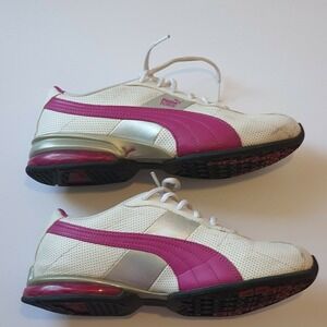Puma Turin Shoes Size 8 Running Training Sneakers White Purple Leather Girls